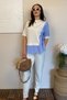 Women's Tie-Detail Shirt-Detail Short Sleeve Top and Carrot Pants Two-Piece Modal Set