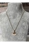 Steel Pendant Fan with Zircon Stone Gold White Background - 4