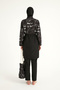 Black Full Covered Hijab Swimsuit – Judge Collar, Drawstring Detail, 4 Piece Set R2501 - 7