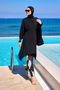 Black Full Covered Hijab Swimsuit – Wide Leg Pants with Asymmetrical Tunic and Inner Leggings M2503-3 - 4