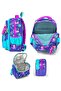 Three Compartment Lavender Turquoise Jellyfish, Girls, Primary School Triple School Bag Set - 2