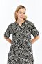 Black and White Shawl Patterned Short Sleeve Viscose Summer Mother Dress - 2