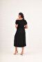Women's Black Slim Fit Accessory Detail Midi Dress - 5
