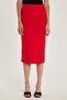 Women's Slim Fit Slim Fit Midi Length Red Skirt