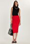 Women's Slim Fit Slim Fit Midi Length Red Skirt - 3