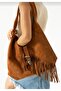 Retro Tan Bag with Tassels Women Shoulder Bag 1989