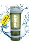 SPORT Protein Shaker Bottle Portable Supplement Mixer Cup with Powder Storage for Running Cycling Fi