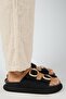 Narducci Women's Genuine Leather Double Buckle Black Slippers - 2