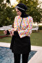 Women's Hijab Soft Wave Printed Full Covered 3 Piece Swimsuit Set - 6