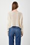 6864 Women's Openwork Mesh Seasonal Knitwear Sweater Natural - 6