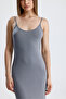 Slit Strap Lycra Viscose Dress |   Elb35782 Gray - 4