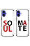 حافظتان واقيتان لهاتف Apple iPhone 16 Plus، أغطية خلفية بتصميم زوجين من Soul Mate