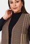 Women's Brown Double Color Openwork Embroidered Seasonal Knitwear Mother Summer Vest - 5
