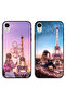 حافظتان واقيتان لهاتف Apple iPhone XR بتصميم فتاة لطيفة وبرج إيفل
