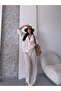 Women's Yellow Openwork Shirt Pants Suit Beach Dress - 4