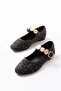 Inf-6363 Black Towel Patterned Helmet Buckle Casual Shoes - 3