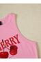 Women's Pink "Cherry" Printed Sleeveless Crop Tank Top - Summer Streetwear - 2