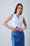 6827 Women's V-Neck Buttoned Summer Knitwear Vest Ice Blue - 5