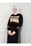 2-Piece Hijab Sports Suit Set – Two Thread Cotton Fabric with Stripe Detail N-05454 _ Black - 3