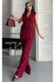 Women's Belted Vest Trousers Suit Burgundy