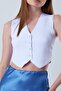6827 Women's V-Neck Buttoned Summer Knitwear Vest Ice Blue - 4