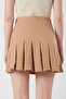 4155 Women's Chain Detail Pleated Mini Skirt Mink - 6