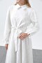 Women's Cotton Shirt Dress with Belt - 12626Elb - Ecru - 3