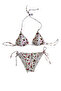 Women's White Cherry Themed Halter Neck Tie-Up Triangle Bikini Set Hzl25S-Lc5005 - 6