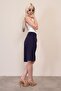 Navy Blue Pleated Women's Bermuda Shorts Mg2483 - 5
