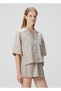 Linen and Cotton Beige Plaid Shorts Pajama Set-Belezza Collection