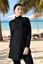Black Stylish and Quick Dry Black Hijab Swimsuit Set with Tassels |   Size 38-44 - 5