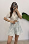Women's Elastic Waist Muslin Fabric Mini Skirt - 2
