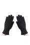 Women's Winter Black Thermal Fleece Gloves - Fleece Beanie Set of 2 - 2