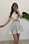 Women's Elastic Waist Muslin Fabric Mini Skirt - 6