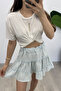 Women's Elastic Waist Muslin Fabric Mini Skirt - 3