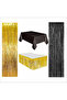 Black Tablecloth, Gold Table Skirt, 1 Piece Gold Backdrop, 1 Piece Black Backdrop