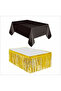 Black Tablecloth, Gold Table Skirt, 1 Piece Gold Backdrop, 1 Piece Black Backdrop - 2