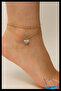Double Row Anklet with Heart Dangle |   Elegant Design with Heart Figure |   Women's Foot Accessory