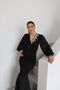 Women's Wrap Dress with Sequin Details, Sleeves and Crossover Chiffon Full Length Evening Gown - 4