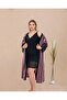 Pink Black Combed Cotton Plus Size Dressing Gown Nightgown Set
