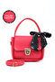 Fuchsia Shk235 Faux Leather Single Compartment Handbag and Shoulder Bag with Scarf Gift