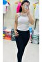 Women's Halter Neckline Stripe Detailed Strap Crop - 2