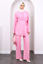 Pink Front Draped Tunic Pants Suit