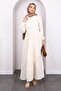 Beige Collar Tie Skirt Layered Muslin Dress