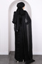 Black Front Draped Chiffon Evening Dress - 4