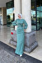 Sahra Side Tie Scuba Hijab Turquoise Dress - 2