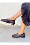Soza Black Netted Tape 3 cm Heel Ballet Flat