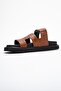 Loana Tan Print Genuine Leather Women's Slippers - 4