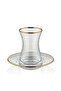 Estikana Golden Rim 6x Tea Cups (100ml) & 6x Saucers (11.8cm) Set – 12PC | Premium Pasabahce Glass - 2