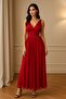 Double-Breasted Neck Draped Fitted Waist Tulle Evening Dress